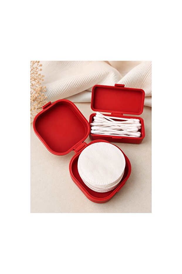 Ear Swabs and Cotton Travel Container 3D Printing Portable Hygienic Organizer Red