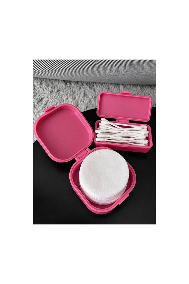 Ear Swab and Cotton Travel Container 3D Printing Portable Hygienic Organizer Dark Pink