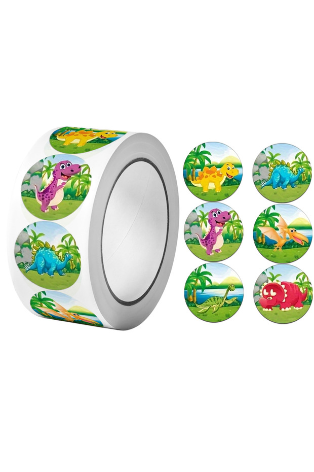 K-111 1R(500pcs) 2.5cm/1'' Dinosaur Animals Cartoon Stickers for Kids School Teacher Classroom Rewar