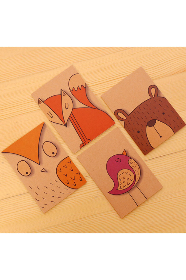 fox 4pcs/lot 64K vintage blank paper notebook pocket cute notepad stationery diary agenda for schoo