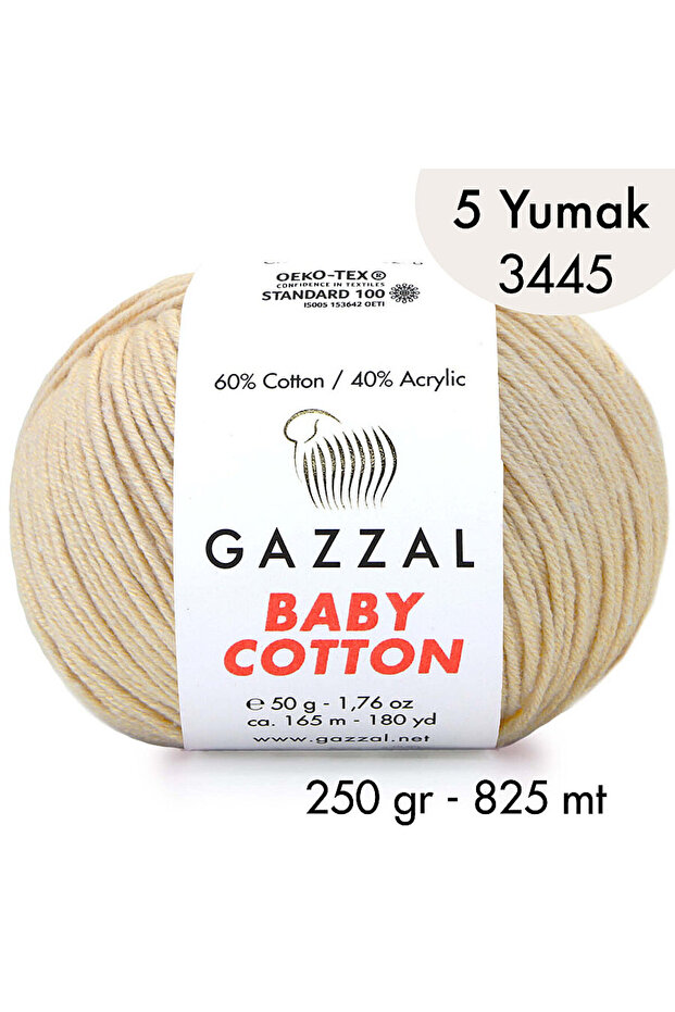 Baby Cotton 3445-Lightweight and Comfortable Cotton Yarn for Summer Projects - 5 Yards