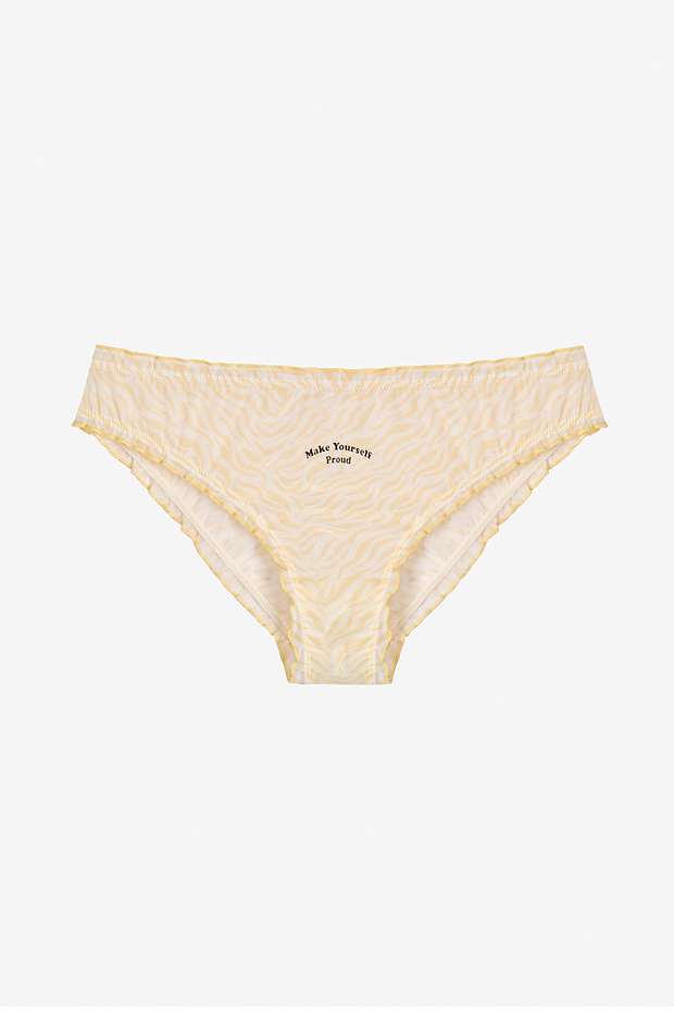 Pastel Yellow Confident Zebra Patterned Slip Panties