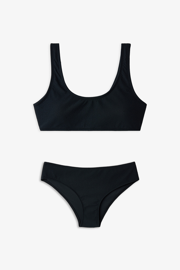 Black Halter Bikini Set for Young Girls