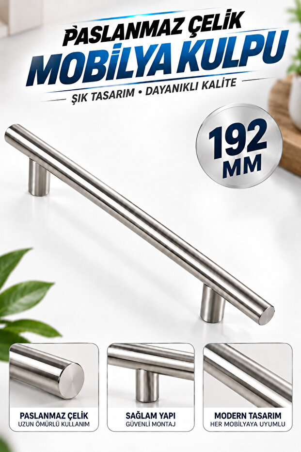 Furniture Kitchen Drawer Cabinet Door Handle Handle 192 mm Inox Metal Handle