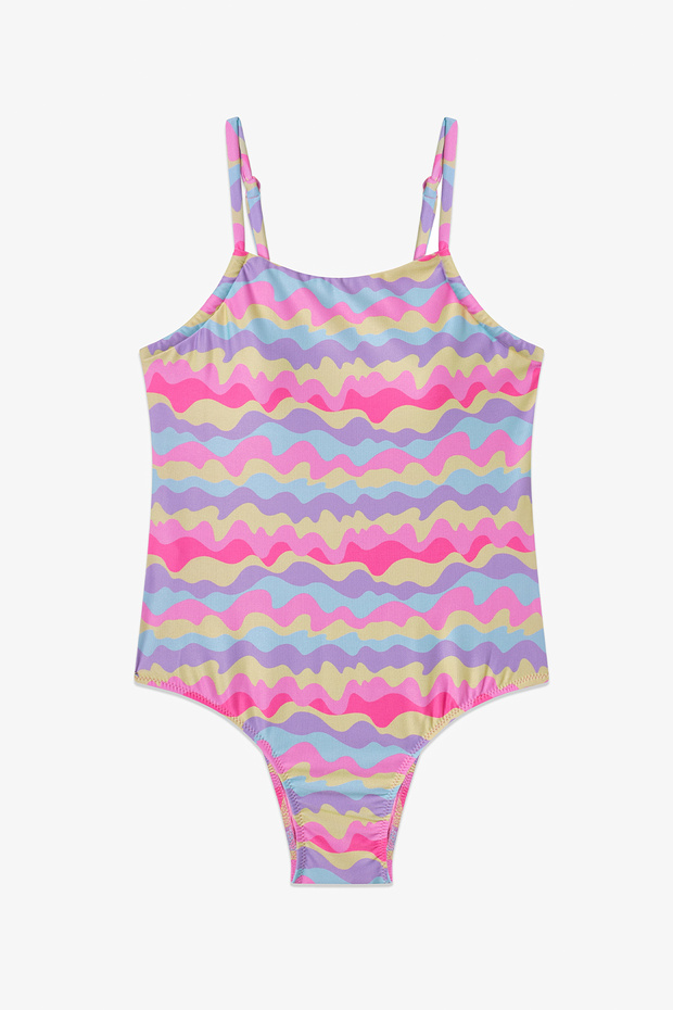 Girl's Wave Striped Swimsuit