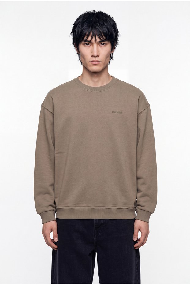 Men's Basic Diagonal Sweatshirt Khaki
