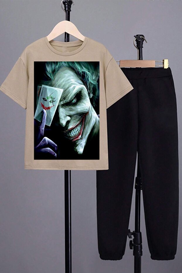 Children's Joker Printed Top and Bottom Tracksuit Set