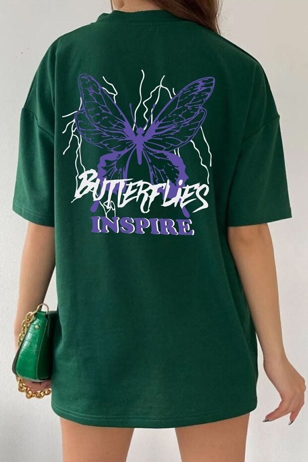 Unisex Butterfly & Letter Graphic Design T-shirt