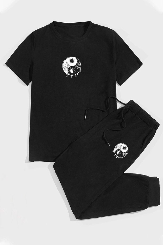 Yingtang Printed Cotton Sports Tracksuit Set