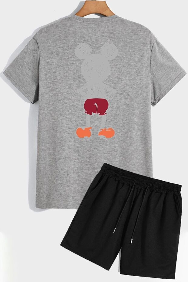 Back Printed Shorts T-shirt Tracksuit Set