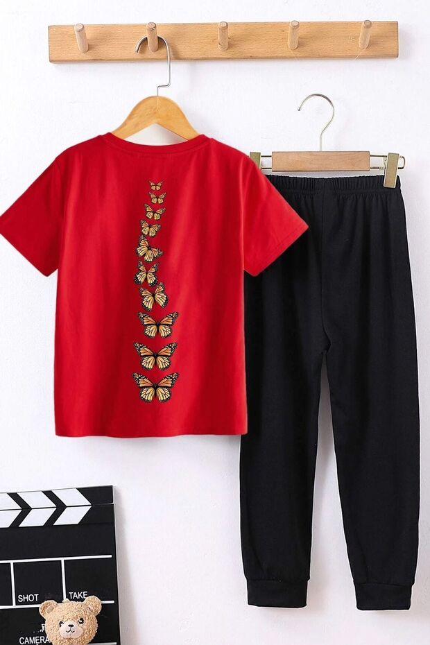 Children's King Butterfly Printed Bottom - Top Tracksuit Set