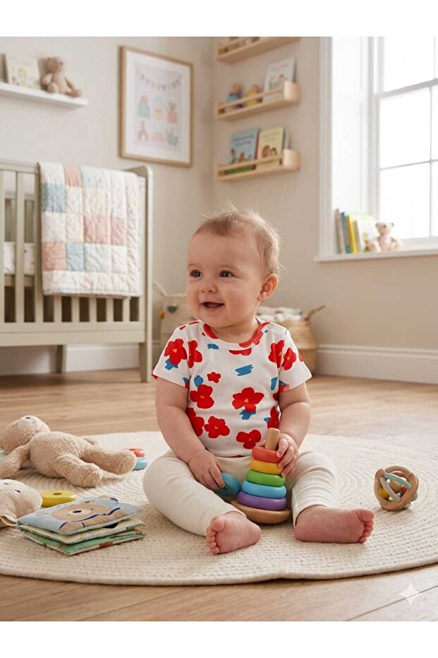100% Cotton Short Sleeve Snap Fastener Baby Bodysuit