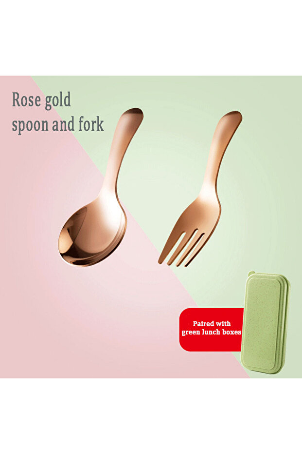 Rose gold Outdoor Tourism 304 Stainless Steel Portable Tableware, CHILDREN'S Tableware, Dessert Tabl