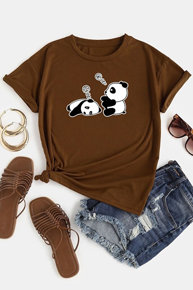 Unisex Sleepy Panda Printed Design T-shirt