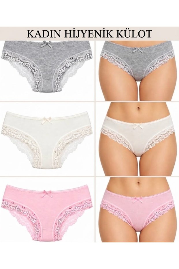 Lace Bikini Pink, Grey, Ecru 3 Pieces