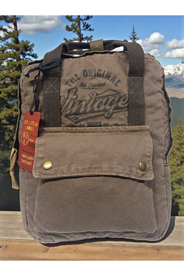 Quality Single Compartment Unisex Design Vintage School Travel Daily Backpack 28X37 cm
