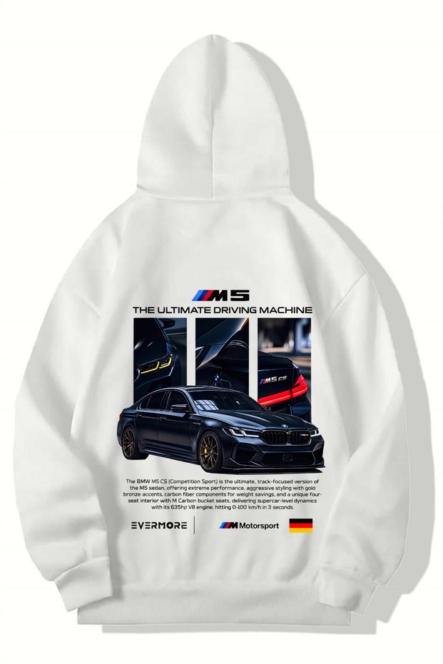 Unisex Oversize Cs M5 Car Hoodie (White)