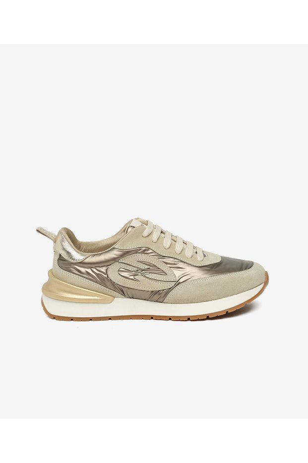 Women's Beige Genuine Leather Sports Shoes 5K2Sa35251