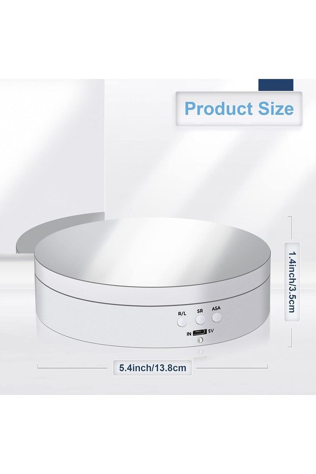 WHITE Rotating Display Stand 360 Degree Motorized Turntable Stand with USB Power Cable for Photograp