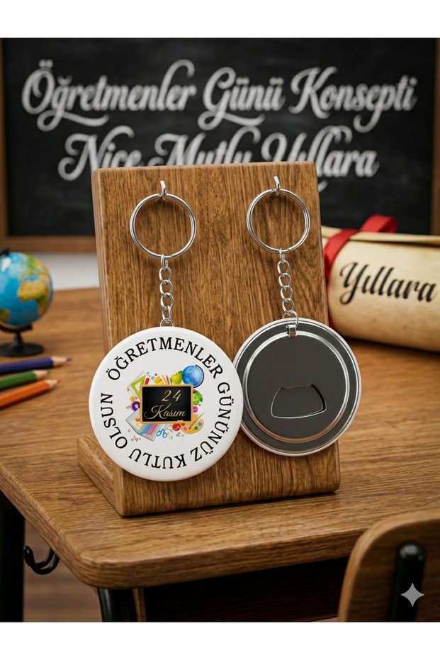 50 Pcs 24 November Teacher's Day Gift Large Size Keychain and Opener - Enterprise Gift