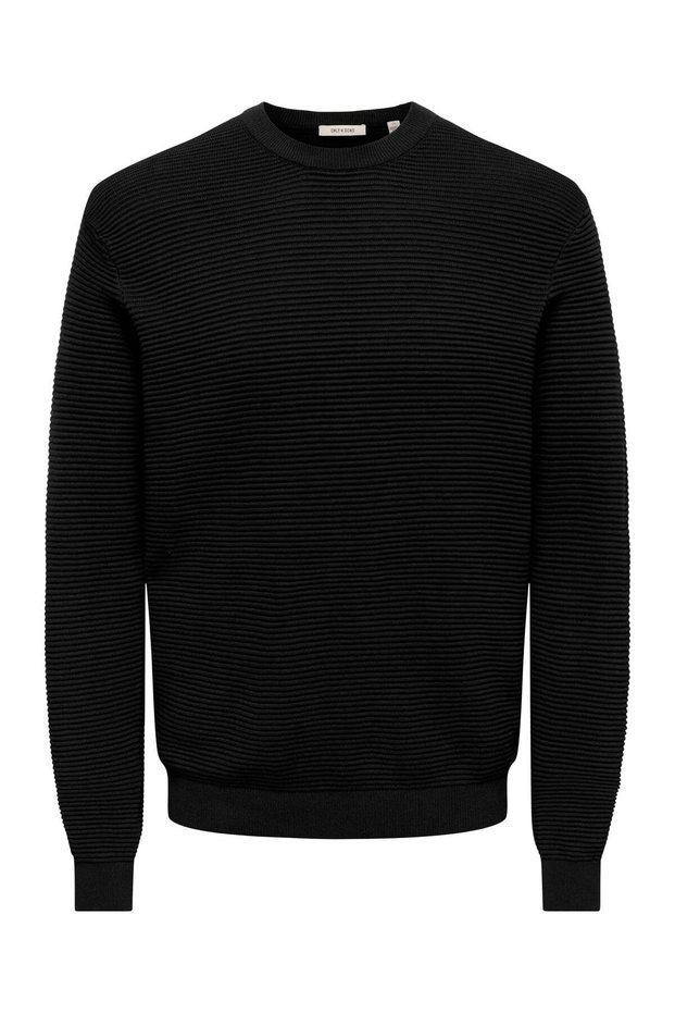 ONSRON REG LS CREW NECK KNIT NOOS Black