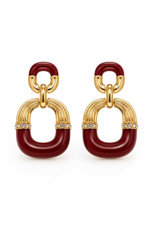 Stone Embroidered Enamel Earrings
