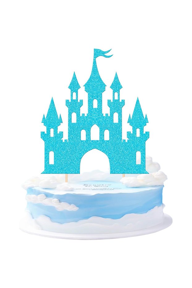 Lake Blue 1 PCS Castle Cake Topper Princess Cake Topper, Castle Theme Birthday Party Cake Decoration