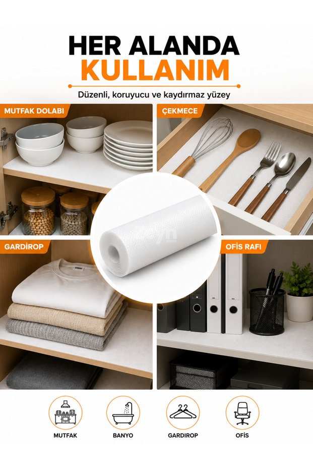Eva Anti-Slip Shelf Cover 10 Meters | Cabinet, Drawer and Shelf Protector Non-Slip Mat White