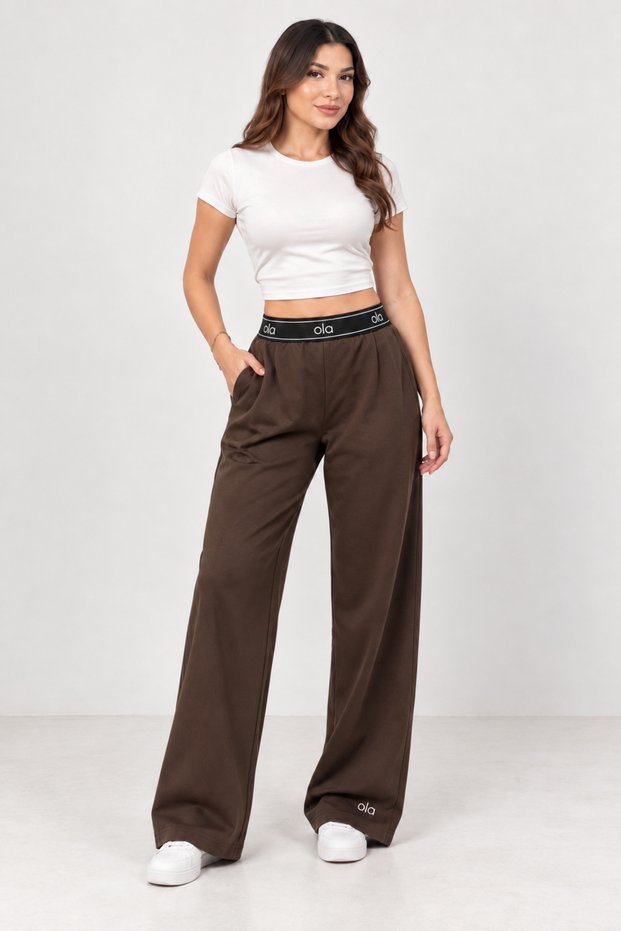 Women's Wide Leg Baggy Sweatpants with Elastic Waist and Pockets
