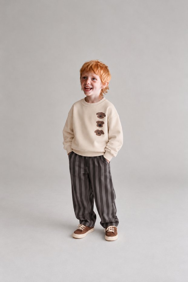 Boy's 100% Cotton Dog Printed Oversize 2-Piece Tracksuit Set