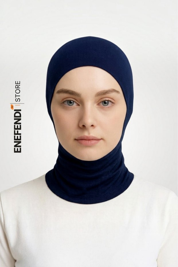 Sports Bonnet with Neck Collar |   Navy Blue Hijab • Ready-To-Wear Bonnet • Comfortable and Stylish Combed Cotton Use