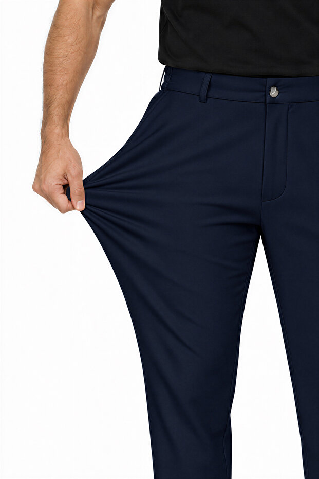 Men's Flexon Ultra Flexible Relaxed Elastic Waist Jogger Pants Navy Blue M702-R0433-05