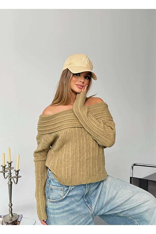 Madonna Collared Knitwear Blouse — Khaki