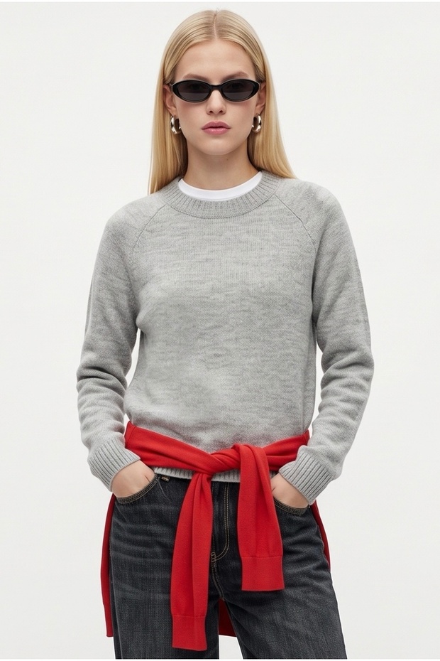 Mushy Gray Basic Knit Sweater
