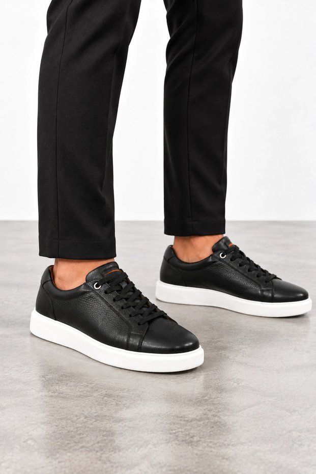 Cooper Men's Genuine Leather Sneaker Shoes - Black