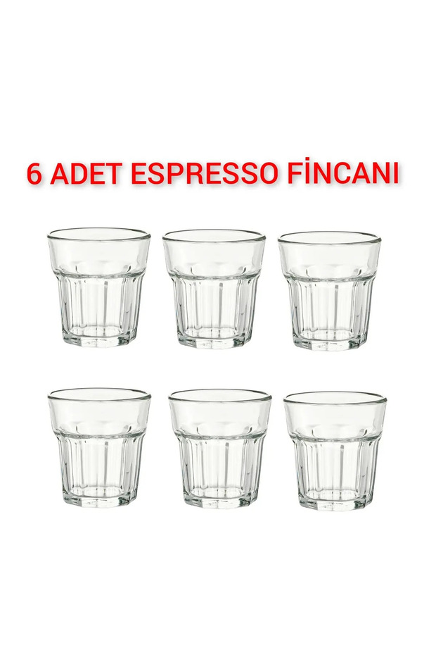 Qui̇ck 6 Pieces Espresso Glass Height 7 cm Set of 6 Glass Cups Transparent Volume: 100 ml