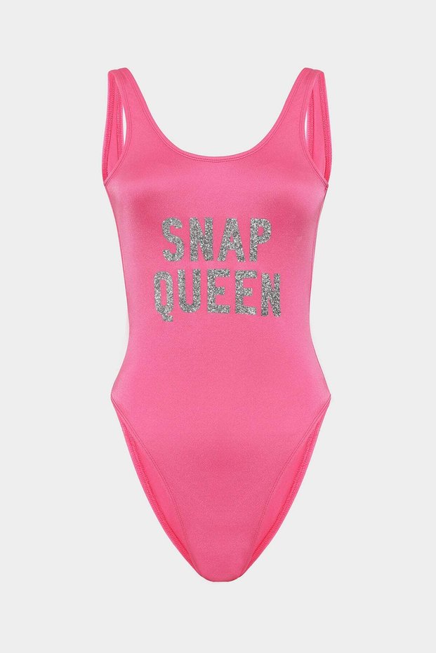 ملابس سباحة بتصميم Push Up مع شعار SNAP QUEEN