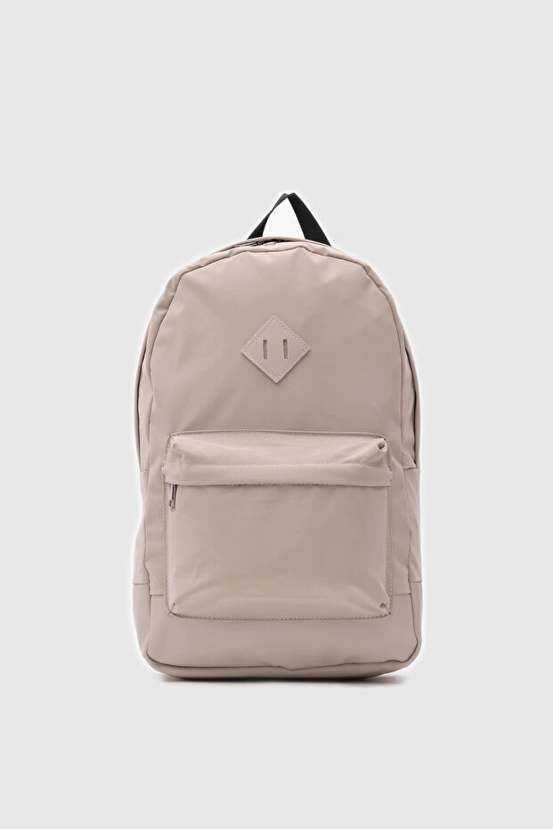 Unisex Label Detailed Plain Zipper Backpack Cty-Lbn-3442