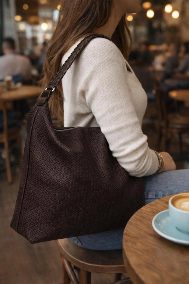 Women's Full-Length Shoulder Bag Herringbone Cty-Lbn-1207 45X36 cm