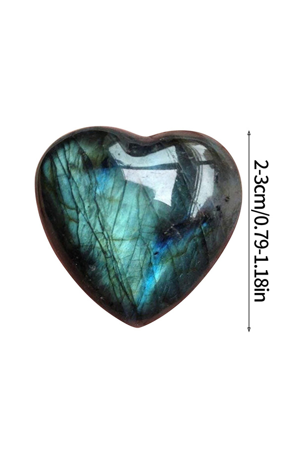 B-1PC Natural Labradorite Large Heart Stones Healing Crystals Gemstones Gifts Heart Shaped Rocks for
