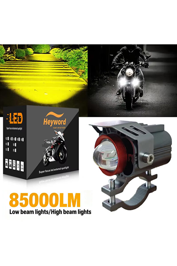 1pc yellow white Heyword Motorcycle LED Auxiliary Spotlight Two Tone Motorcycle LED Exterior Motorcy