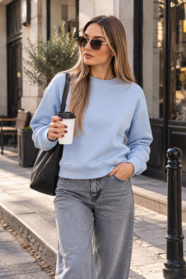 Women's Crew Neck Thessaloniki Knitted Sweatshirt 255010 -