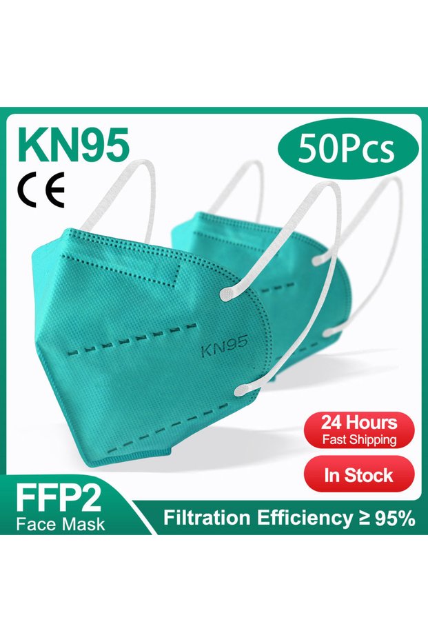 KN95-50PCS-Green 10-200pcs ffp2mask Black kn95 mascarillas negra Adults 5 Layers fpp2 approved kn95