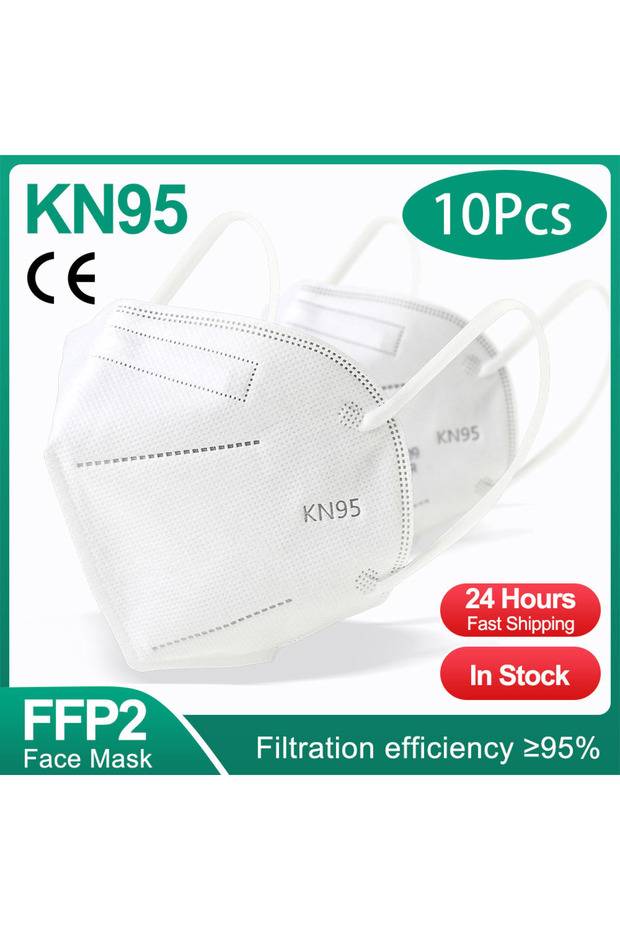 KN95-10PCS-White 10-200pcs ffp2mask Black kn95 mascarillas negra Adults 5 Layers fpp2 approved kn95