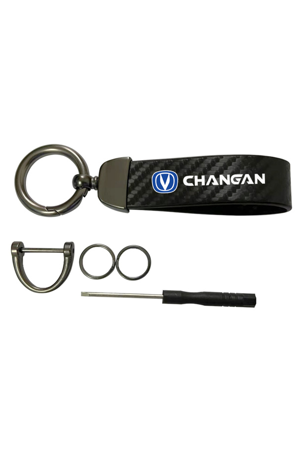 Changan Carbon Leather Car Keychain Chain Key Rings Degree Rotating Horseshoe Rings for Changan CS25
