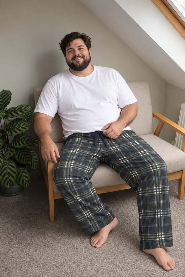 Men's 791 Large Size Oversized Microsoft Plaid Single Bottom