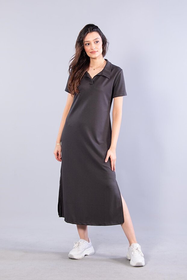 26675 polo neck modal fabric dress