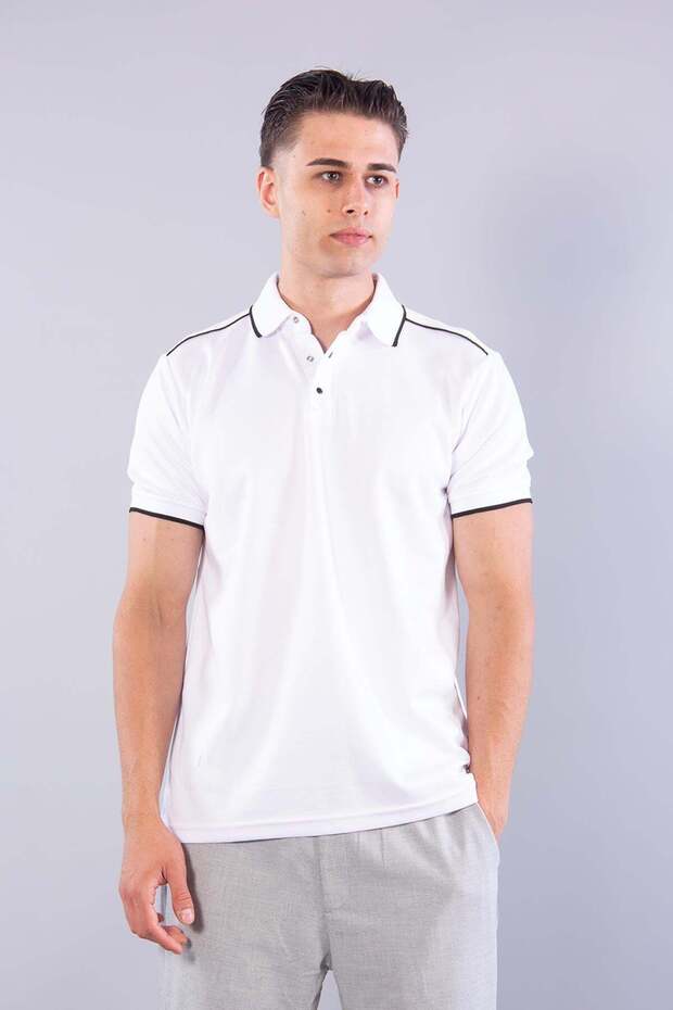 8328 Pike Modal T-Shirt with Collar and Shoulder Stripes