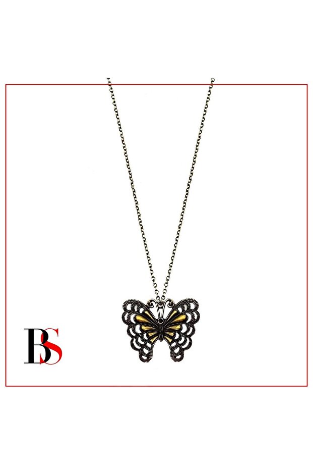 Antique Yellow Butterfly Long Women's Necklace