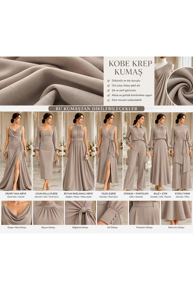 Kobe Crepe Fabric, Draped Form That Can Be Used in Evening Dresses, Pants, Jackets, Etc., for Designers (150 X 100 cm)